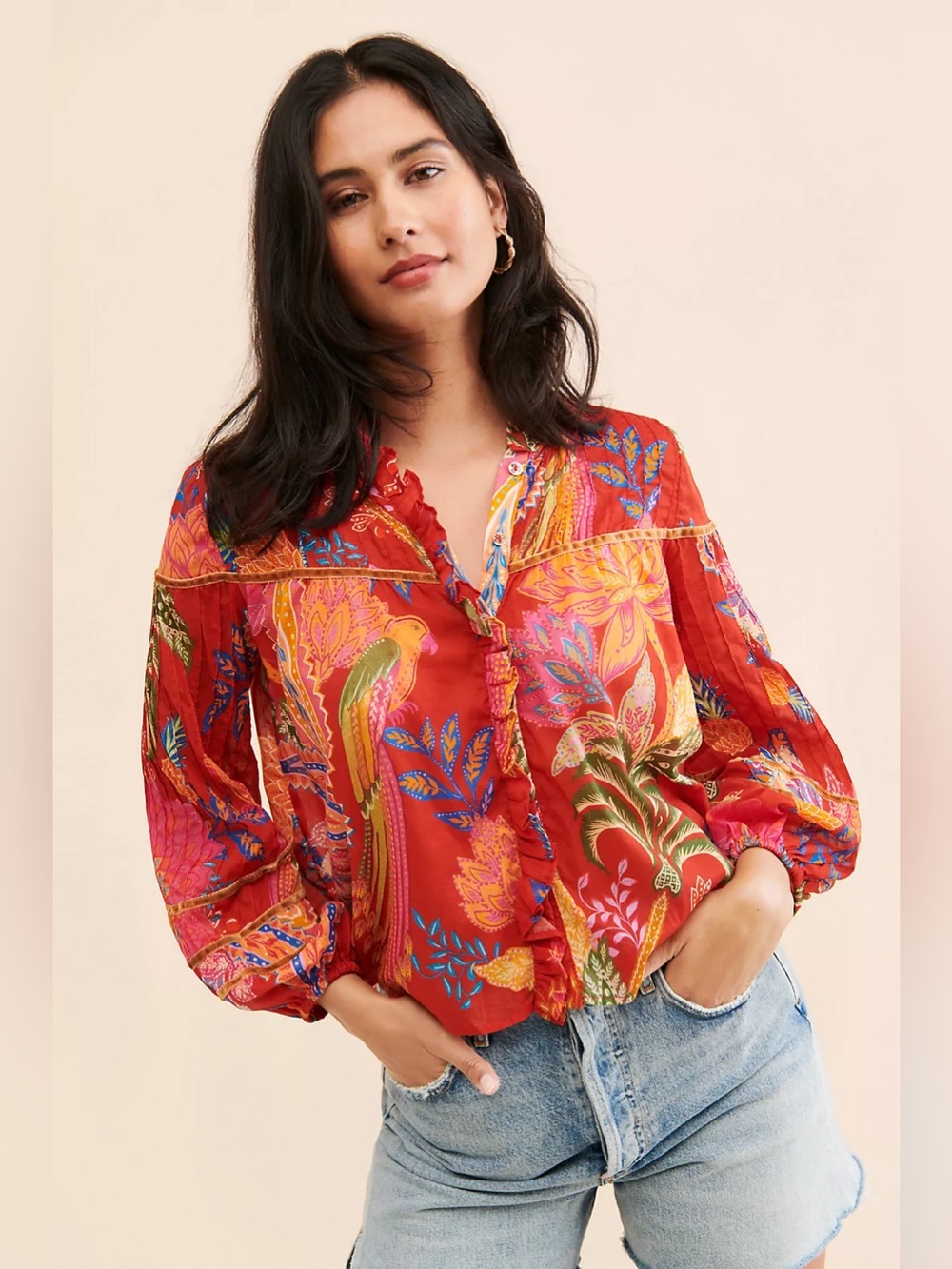 FARM Rio Mystic Bush Buttoned Blouse NWOT